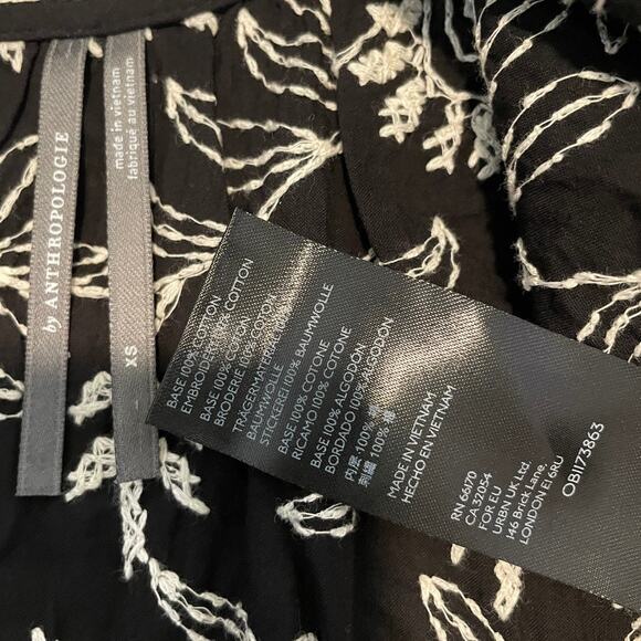 by Anthropologie floral embroidered bell sleeve scoop back blouse XS TB 8055 - Picture 4 of 12